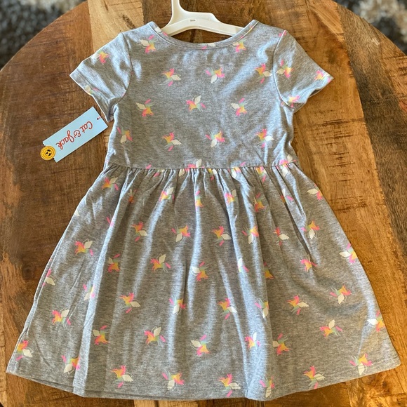 NWT girls size 4T grey dress with unicorns - Picture 5 of 6